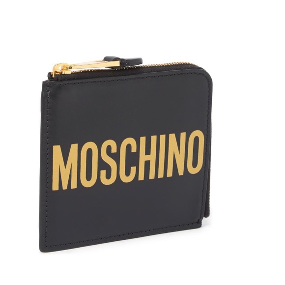 Authentic MOSCHINO Italian Leather logo zip card case wallet - Picture 5 of 13